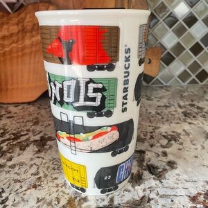 Starbucks Ceramic Travel Mug Chicago Illinois 12 Oz Chicagoland Tumbler